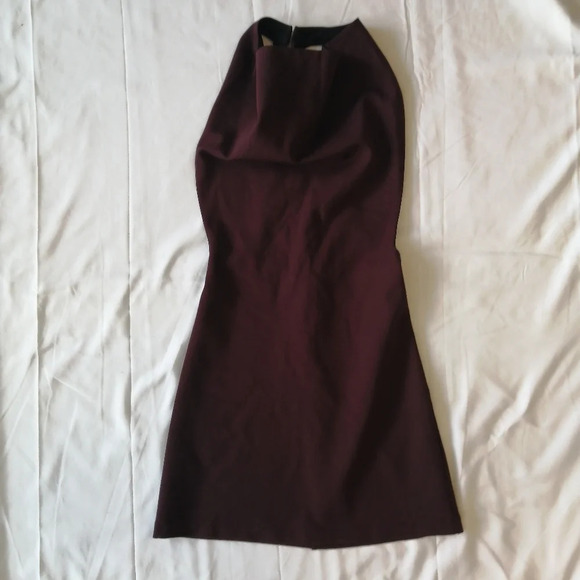 Urban Outfitters Wine Purple Cowl Neck Bodycon Mini Dress with Plunging Back XS - Picture 5 of 13